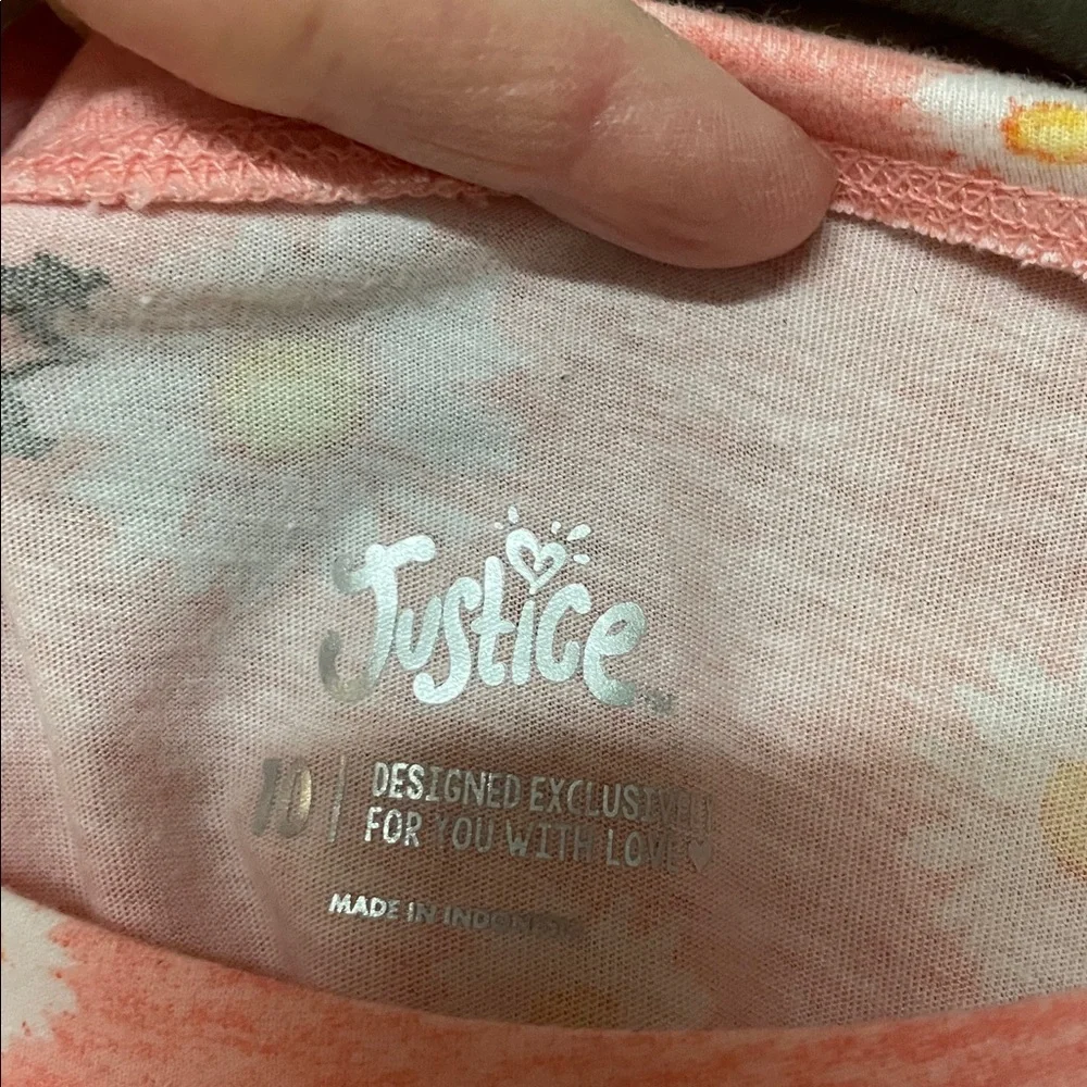 Justice size 10 Pink Floral Lightweight Super Soft Long Sleeve T-Shirt with Logo